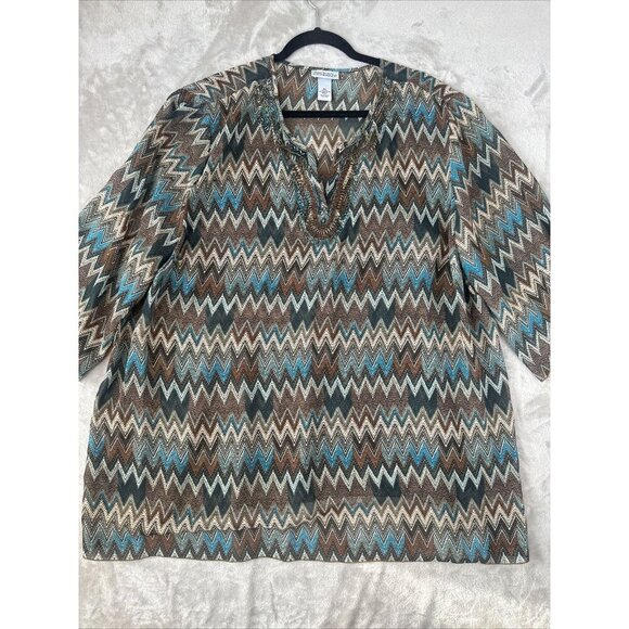 Women’s Catherine’s Blouse Multicolored Beaded Plus Size 3X - Picture 4 of 12
